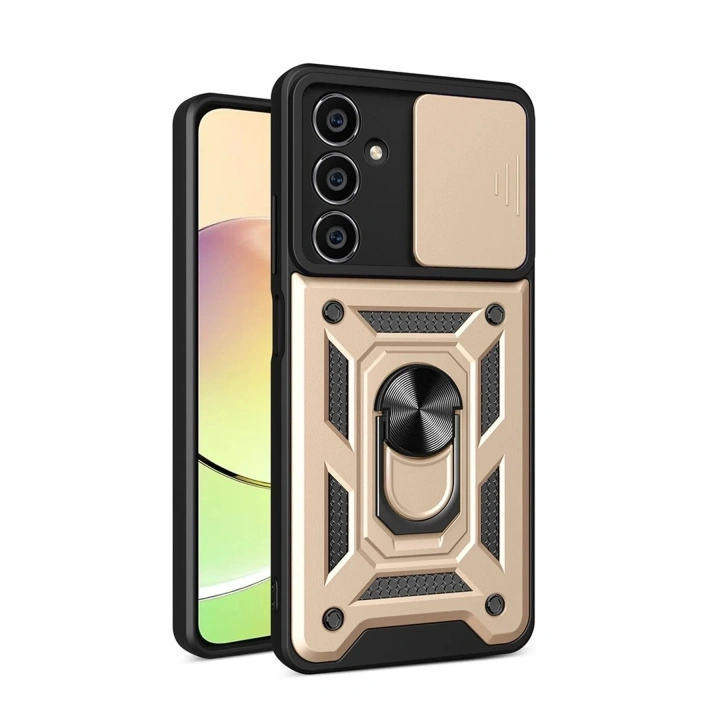 Mey İthalat®  Samsung Galaxy A05 Kılıf Pars Lens Yüzüklü Silikon - Gold