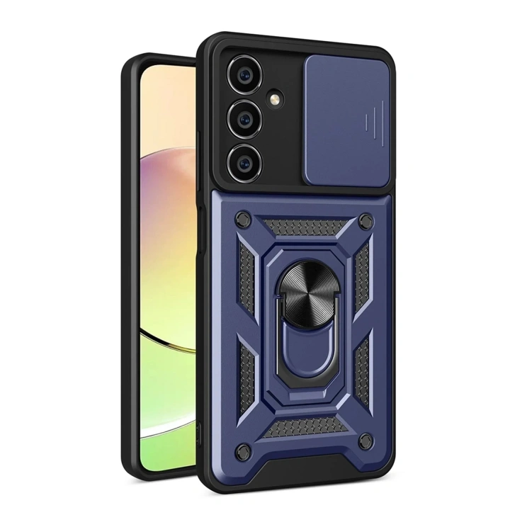Mey İthalat®  Samsung Galaxy A05 Kılıf Pars Lens Yüzüklü Silikon - Lacivert