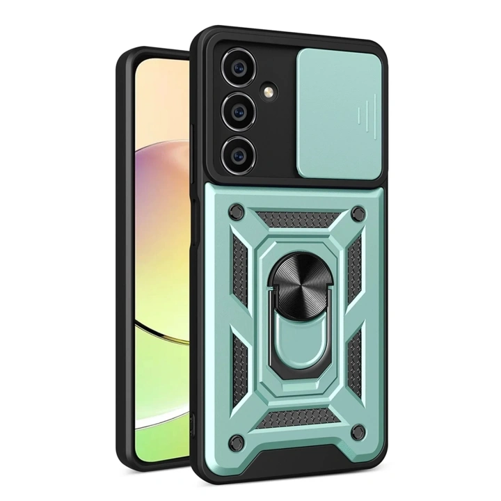 Mey İthalat®  Samsung Galaxy A05 Kılıf Pars Lens Yüzüklü Silikon - Yeşil
