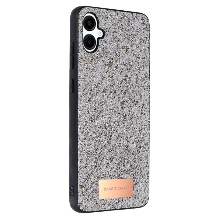 Mey İthalat®  Samsung Galaxy A06 Bright Simli Kapak - Gümüş