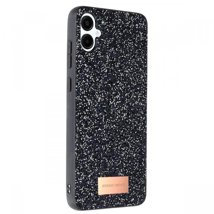 Mey İthalat®  Samsung Galaxy A06 Bright Simli Kapak - Siyah
