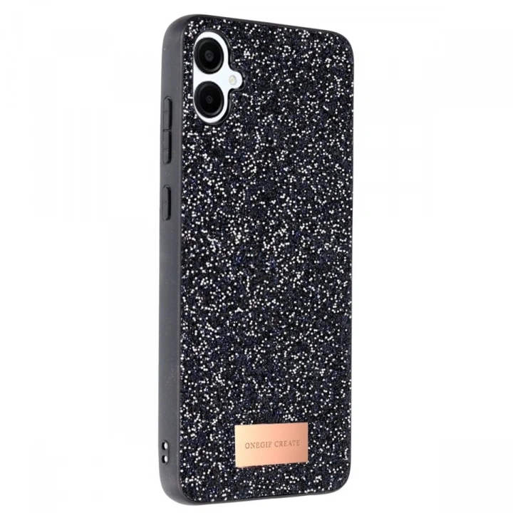 Mey İthalat®  Samsung Galaxy A06 Bright Simli Kapak - Siyah