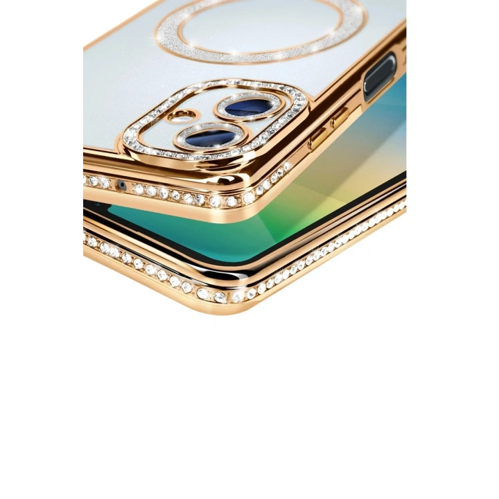 Mey İthalat®  Samsung Galaxy A06 Joke Simli Magneticsafe Kılıf - Gold