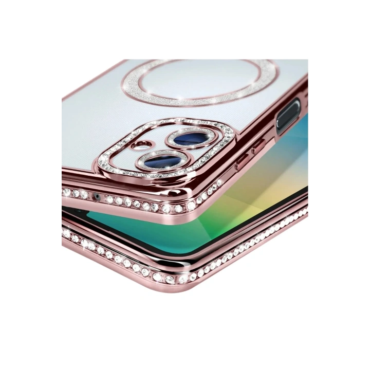 Mey İthalat®  Samsung Galaxy A06 Joke Simli Magneticsafe Kılıf - Pembe