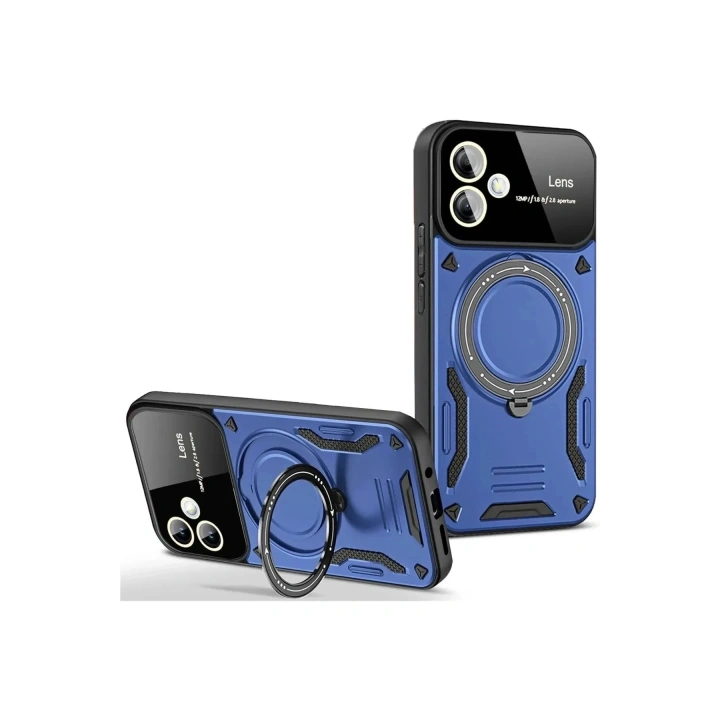 Mey İthalat®  Samsung Galaxy A06 Kılıf Joy Lens Standlı Kapak - Lacivert