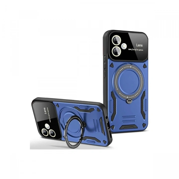 Mey İthalat®  Samsung Galaxy A06 Kılıf Joy Lens Standlı Kapak - Lacivert