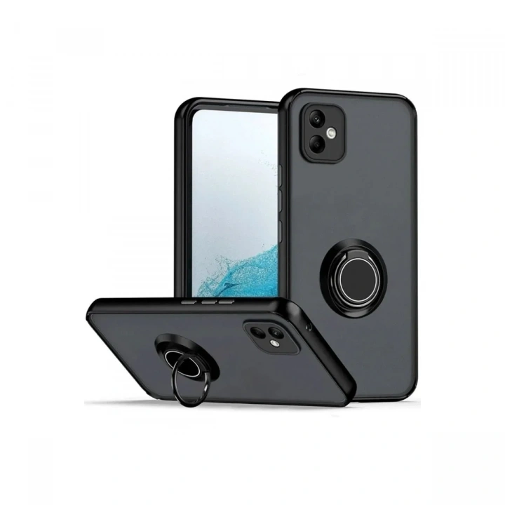 Mey İthalat®  Samsung Galaxy A06 Kılıf Montreal Yüzüklü Silikon Kapak - Siyah