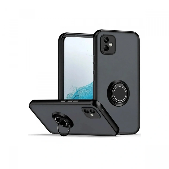 Mey İthalat®  Samsung Galaxy A06 Kılıf Montreal Yüzüklü Silikon Kapak - Siyah