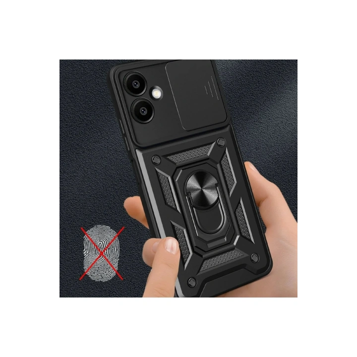 Mey İthalat®  Samsung Galaxy A06 Kılıf Pars Lens Yüzüklü Silikon - Siyah