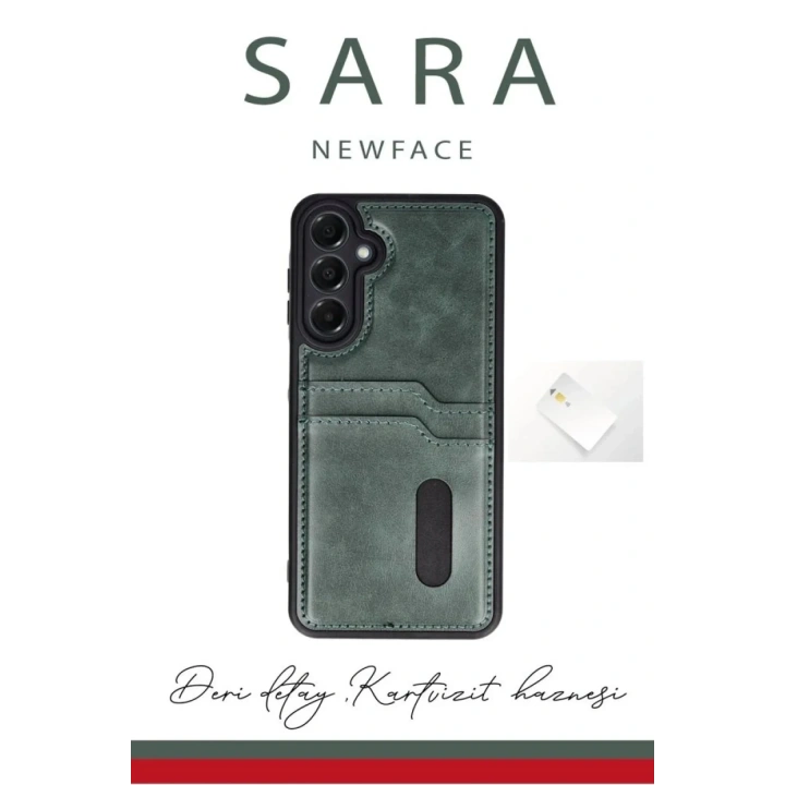 Mey İthalat®  Samsung Galaxy A06 Kılıf Sara Kartvizitli Deri Kılıf - Taba
