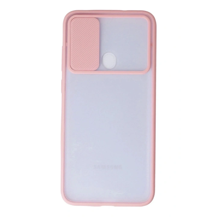 Mey İthalat®  Samsung Galaxy A11 Kılıf Palm Buzlu Kamera Sürgülü Silikon - Pembe