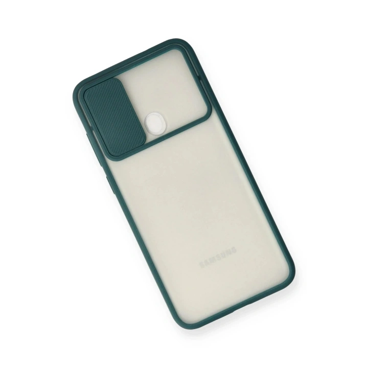 Mey İthalat®  Samsung Galaxy A11 Kılıf Palm Buzlu Kamera Sürgülü Silikon - Yeşil