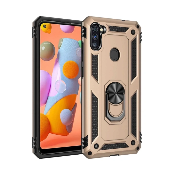 Mey İthalat®  Samsung Galaxy A11 Kılıf Sofya Yüzüklü Silikon Kapak - Gold