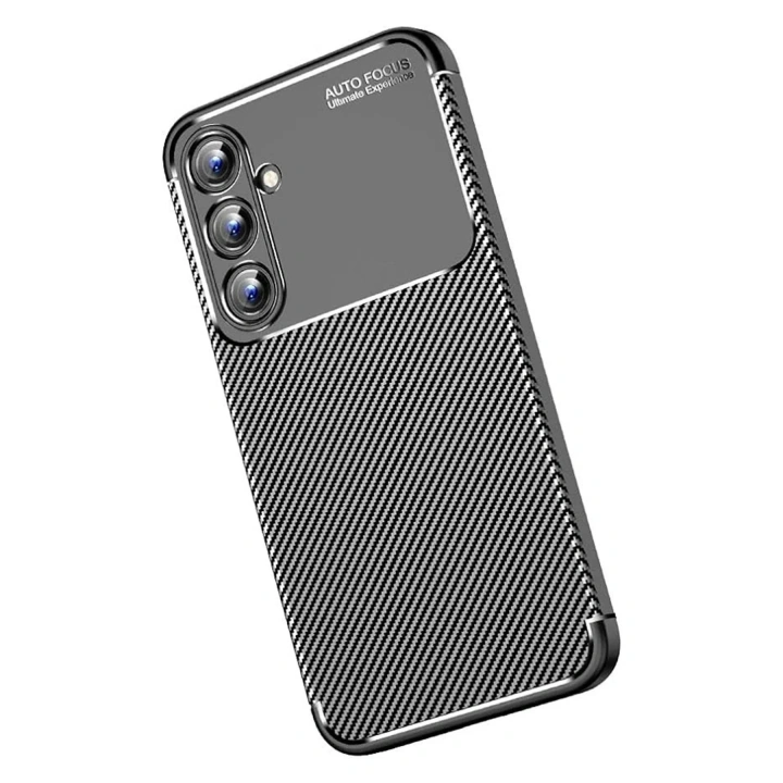 Mey İthalat®  Samsung Galaxy A15 4G Kılıf Auto Focus Karbon Kapak - Siyah