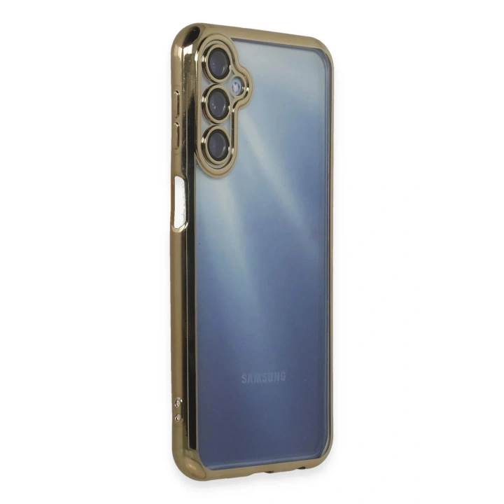 Mey İthalat®  Samsung Galaxy A15 4G Kılıf  Lensli Silikon - Gold