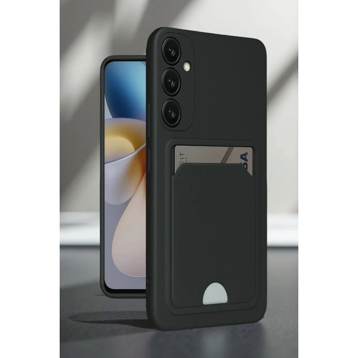 Mey İthalat®  Samsung Galaxy A16 5G Kılıf Kelvin Kartvizitli Silikon - Siyah