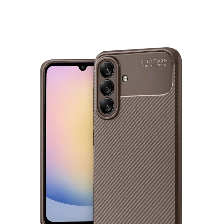 Mey İthalat®  Samsung Galaxy A17 5G Auto Focus Karbon Kapak - Kahverengi