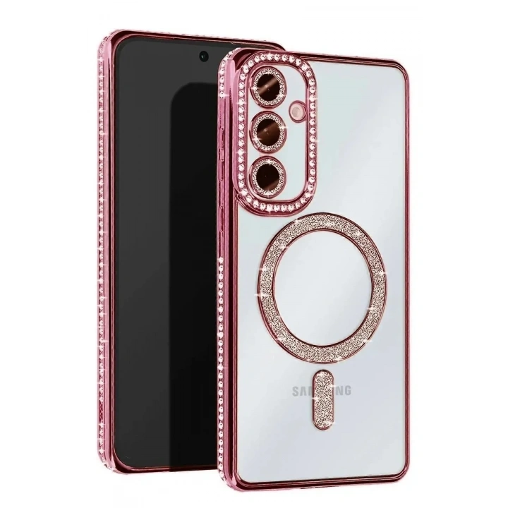 Mey İthalat®  Samsung Galaxy A17 5G Joke Simli Magneticsafe Kılıf - Pembe