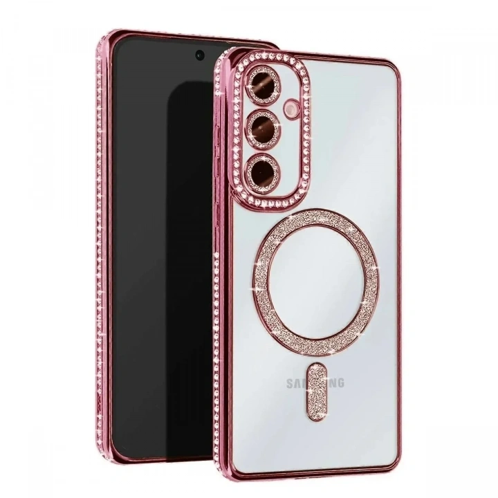 Mey İthalat®  Samsung Galaxy A17 5G Joke Simli Magneticsafe Kılıf - Pembe