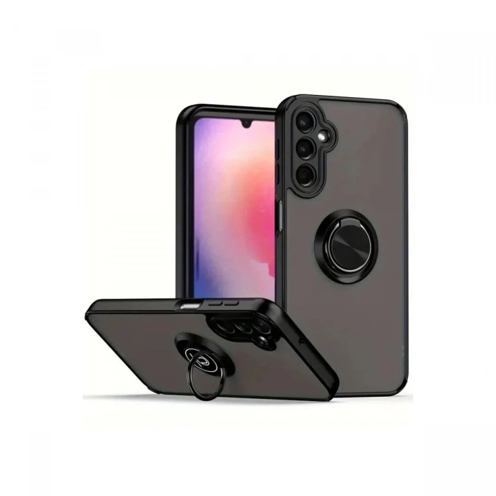 Mey İthalat®  Samsung Galaxy A17 5G Montreal Yüzüklü Silikon Kapak - Siyah