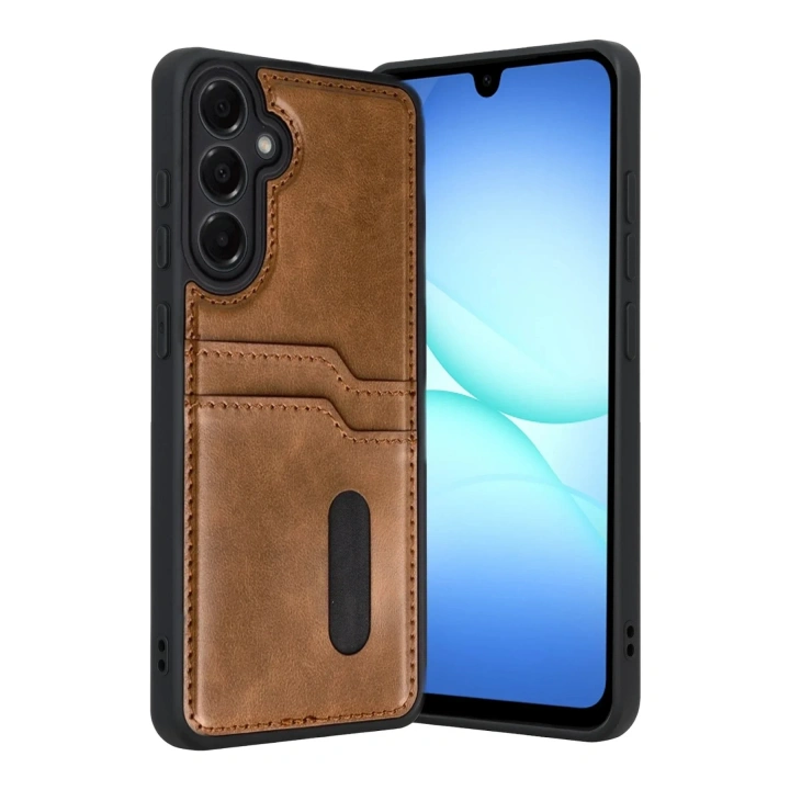 Mey İthalat®  Samsung Galaxy A17 5G Sara Kartvizitli Deri Kılıf - Taba