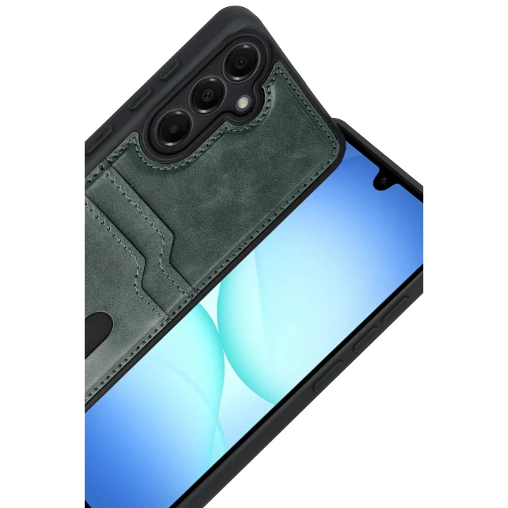 Mey İthalat®  Samsung Galaxy A17 5G Sara Kartvizitli Deri Kılıf - Yeşil