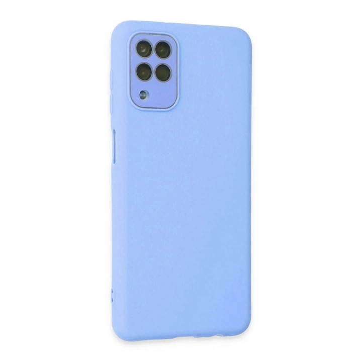 Mey İthalat®  Samsung Galaxy A22 Kılıf Lansman Glass Kapak - Mavi