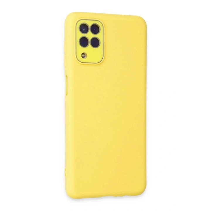 Mey İthalat®  Samsung Galaxy A22 Kılıf Lansman Glass Kapak - Sarı