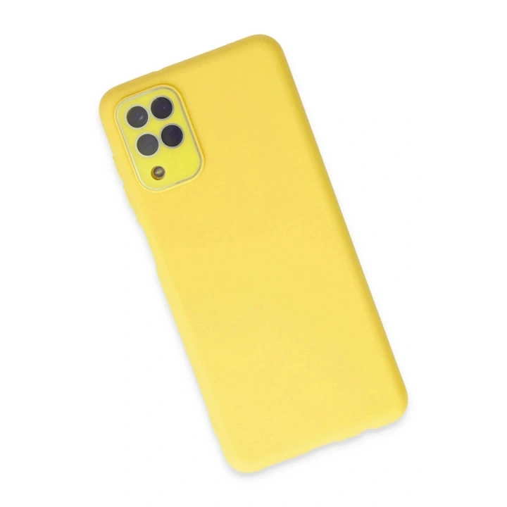 Mey İthalat®  Samsung Galaxy A22 Kılıf Lansman Glass Kapak - Sarı