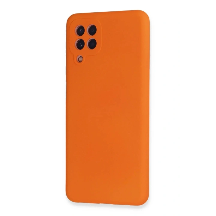 Mey İthalat®  Samsung Galaxy A22 Kılıf Nano içi Kadife Silikon - Turuncu