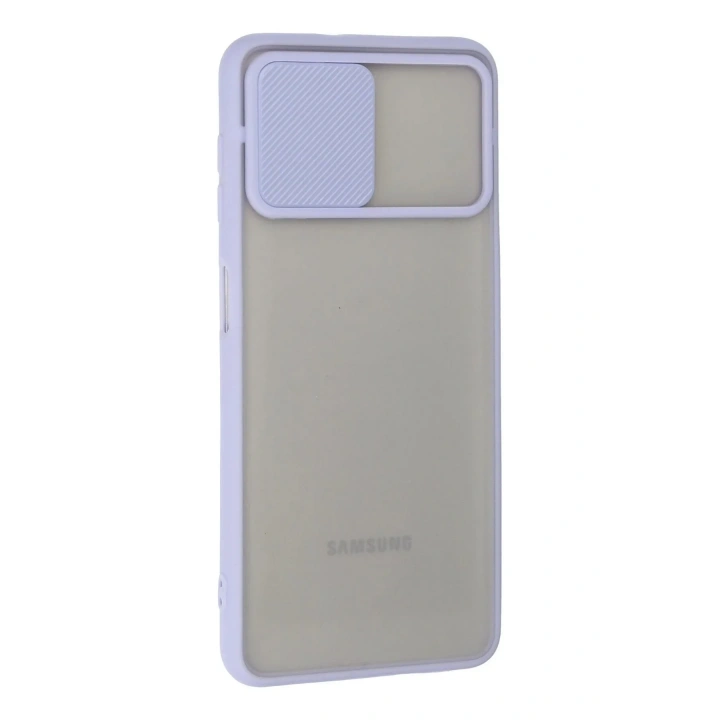Mey İthalat®  Samsung Galaxy A22 Kılıf Palm Buzlu Kamera Sürgülü Silikon - Lila