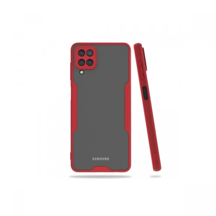 Mey İthalat®  Samsung Galaxy A22 Kılıf Platin Silikon - Kırmızı
