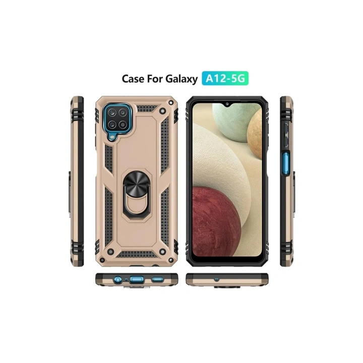 Mey İthalat®  Samsung Galaxy A22 Kılıf Sofya Yüzüklü Silikon Kapak - Gold