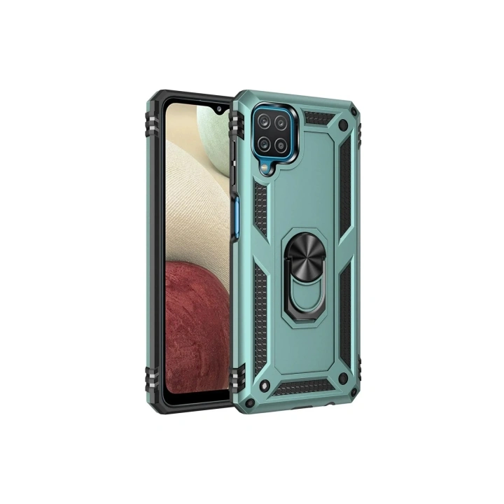 Mey İthalat®  Samsung Galaxy A22 Kılıf Sofya Yüzüklü Silikon Kapak - Yeşil