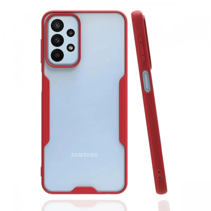 Mey İthalat®  Samsung Galaxy A23 4G Kılıf Platin Silikon - Kırmızı