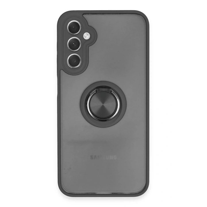 Mey İthalat®  Samsung Galaxy A24 4G Kılıf Montreal Yüzüklü Silikon Kapak - Siyah