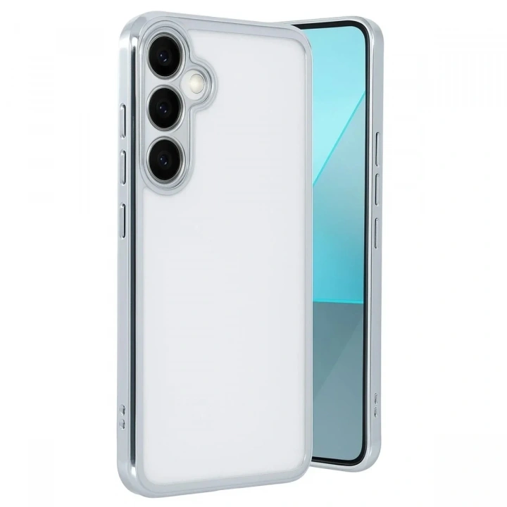 Mey İthalat®  Samsung Galaxy A24 4G Prime Kılıf  Lensli Silikon - Gümüş