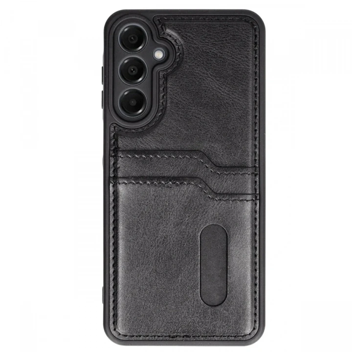 Mey İthalat®  Samsung Galaxy A25 5G Kılıf Sara Kartvizitli Deri Kılıf - Siyah