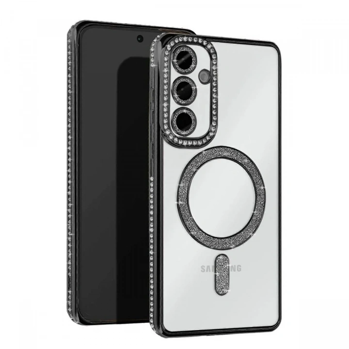 Mey İthalat®  Samsung Galaxy A26 Joke Simli Magneticsafe Kılıf - Siyah