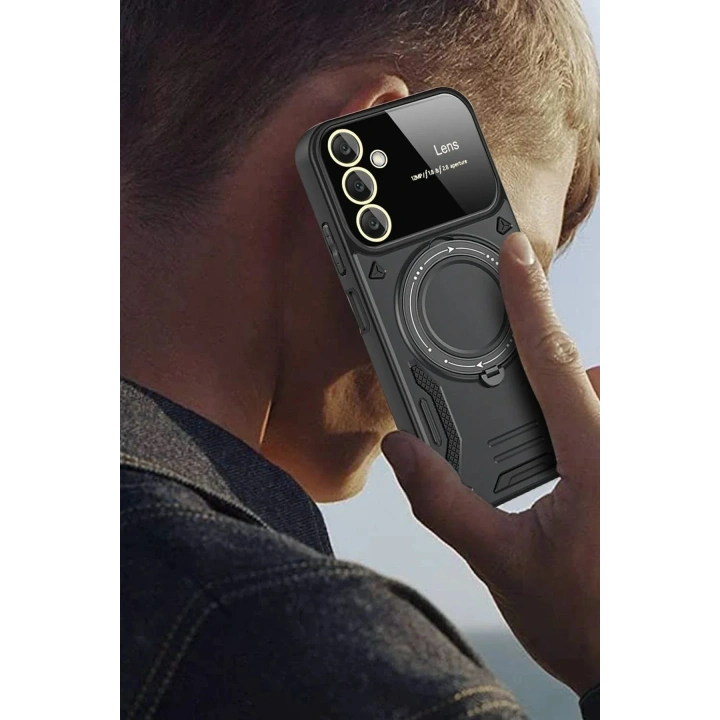 Mey İthalat®  Samsung Galaxy A26 Kılıf Joy Lens Standlı Kapak - Mor