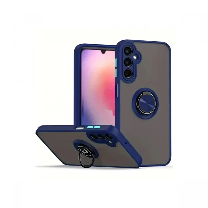 Mey İthalat®  Samsung Galaxy A26 Kılıf Montreal Yüzüklü Silikon Kapak - Lacivert
