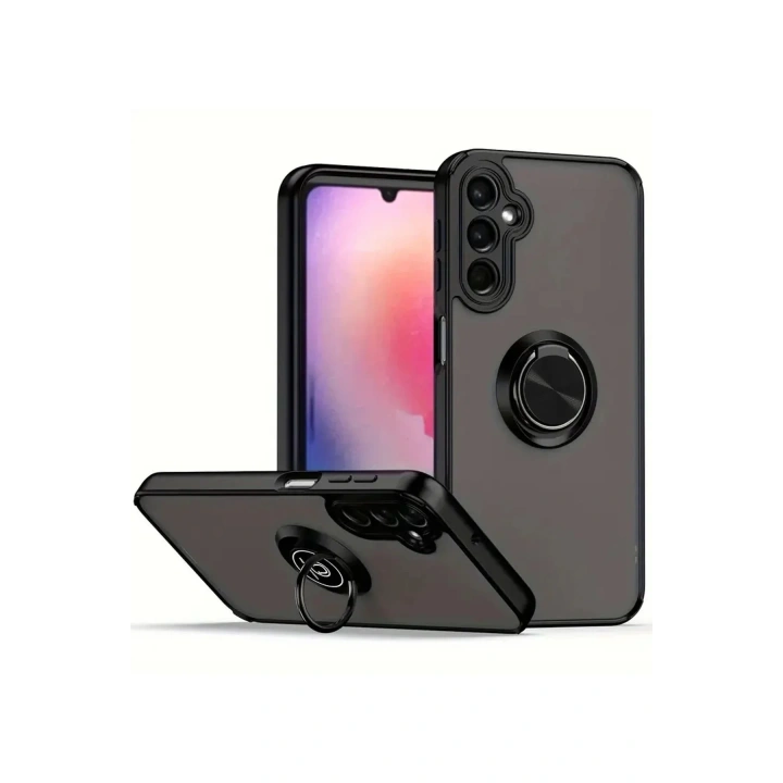 Mey İthalat®  Samsung Galaxy A26 Kılıf Montreal Yüzüklü Silikon Kapak - Siyah