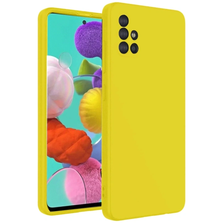 Mey İthalat®  Samsung Galaxy A31 Kılıf Nano içi Kadife Silikon - Sarı