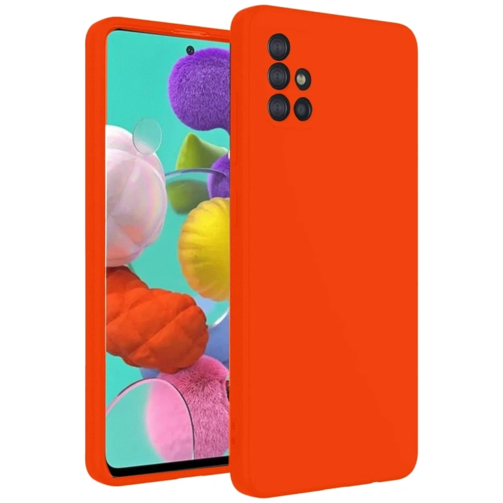 Mey İthalat®  Samsung Galaxy A31 Kılıf Nano içi Kadife Silikon - Turuncu