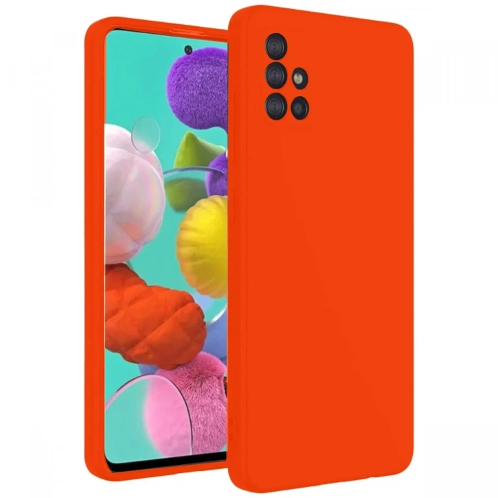 Mey İthalat®  Samsung Galaxy A31 Kılıf Nano içi Kadife Silikon - Turuncu
