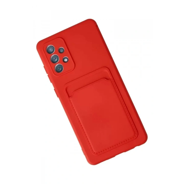 Mey İthalat®  Samsung Galaxy A32 Kılıf Kelvin Kartvizitli Silikon - Kırmızı