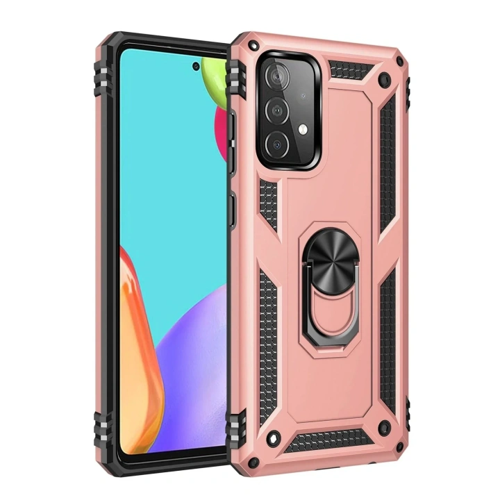 Mey İthalat®  Samsung Galaxy A32 Kılıf Sofya Yüzüklü Silikon Kapak - Rose