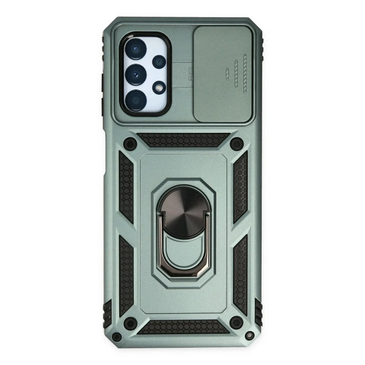 Mey İthalat®  Samsung Galaxy A33 5G Kılıf Pars Lens Yüzüklü Silikon - Yeşil