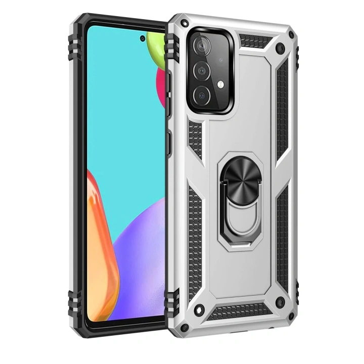 Mey İthalat®  Samsung Galaxy A33 5G Kılıf Sofya Yüzüklü Silikon Kapak - Gümüş