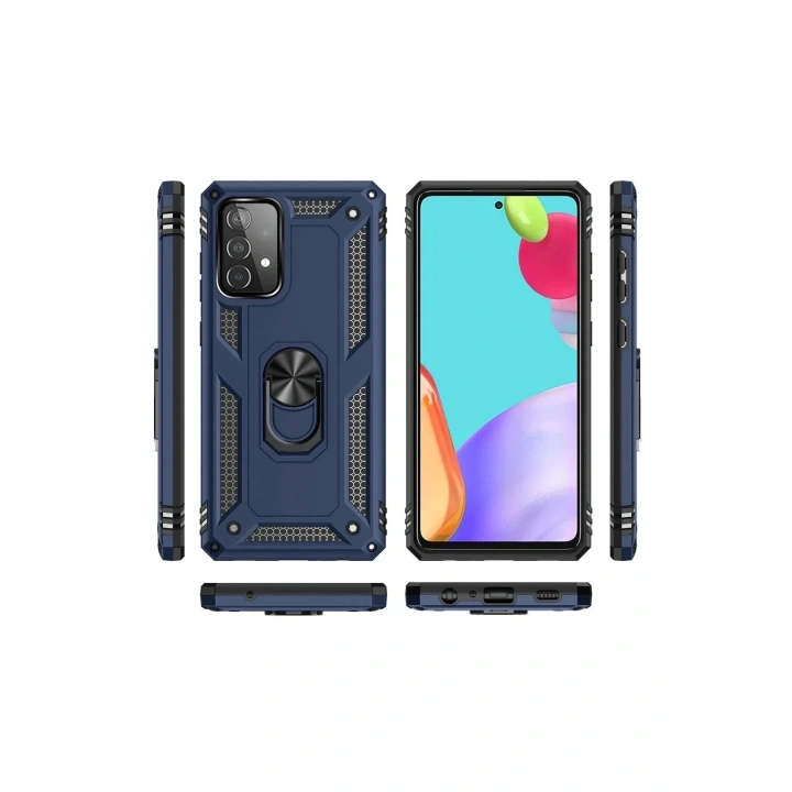 Mey İthalat®  Samsung Galaxy A33 5G Kılıf Sofya Yüzüklü Silikon Kapak - Lacivert